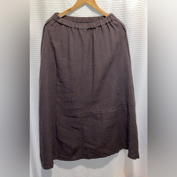 Women’s Asian brand 100%‎ Linen brown elastic waist maxi skirt size small - Picture 15 of 16
